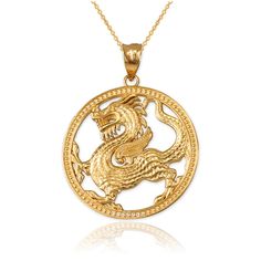 Gold Chinese Dragon Open Medallion Pendant Necklace Metal Purity: 10k and 14k Metal Color: Yellow Gold, White Gold and Rose Gold Available as pendant or necklace. Available in 16", 18", 20", 22" chain length Pendant weight: 3.00 grams (10k) | 3.60 grams (14k). Pendant height (w/ bail): 1.29 inches Pendant width: 1.00 inches Bail opening: 3.00 mm Pendant back: Hollow Finish: High Polished Gold Chinese Dragon, East Asian Culture, Asian Dragons, Chinese Folklore, Gothic Jewelry Diy, Gold Jewelry Prom, Chinese Dragons, Rose Gold Pendant Necklace, Star Necklace Gold