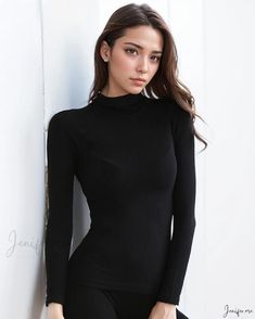 High-Quality Turtleneck Base Layer Underwear: Long Sleeve Body Shaping and Thermal Autumn Apparel Crafted with Bamboo Fiber Cardigan Vest Sleeveless, Female Portrait Photography, Batwing Cardigan, Black Dating, Black F, Layered T Shirt, Sleeveless Cardigan, Bamboo Fiber, Long Sleeve Turtleneck