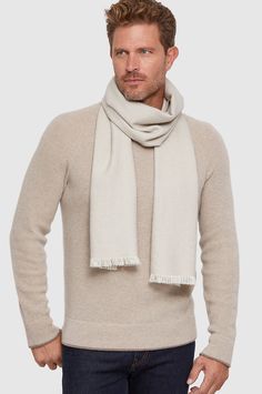 The luxuriant softness of our Alpaca wool scarf will make you smile … or sigh … as you accessorize in style. Featuring a fine two-tone herringbone weave, this subtly textured scarf accented by a short, ivory-colored fringe lends sophisticated appeal to any ensemble. Warm up your winter with a true classic.78" long (including 1.75" fringe, 7/8" each end). Elegant Beige Wool Scarf, Classic Cashmere Scarves, Classic Beige Scarf For Formal Occasions, Classic Cashmere Shawl For Winter, Classic Winter Cashmere Shawl, Elegant Cashmere Winter Scarf, Classic Wool Shawl For Winter, Elegant Solid Color Cashmere Shawl, Elegant Cream Scarves For Fall