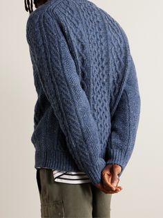 Alex Mill's sweater is modelled after traditional Donegal fisherman styles, from the cable-knit construction to the contrasting flecks woven into the fabric. It's crafted from an extra-fine merino wool-blend with touches of warm alpaca and meant to layer comfortably. Fisherman Sweaters, Mens Cable Knit Sweater, Fisherman Knit Sweater, Winter Swag, Suga Suga, Alex Mill, Knit Structure, Sweater For Men, Fisherman Sweater