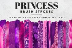 the princess brush strokes are purple, pink and purple with glitters on it's edges