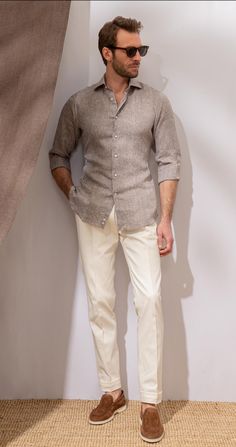 Safari Menswear, Pini Parma, Classy Outfits Men, Mens Casual Outfits Summer, Linen Men, Outfits Hombre, Men Stylish Dress, Linen Shirt Men, Classy Men