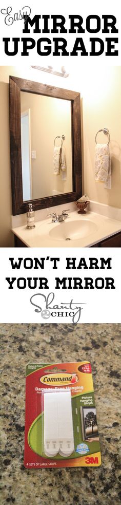 Great tutorial for updating a boring bathroom mirror! I need this! Mirror Upgrade, Home Goods Decor, Décor Boho, Mirror Frame, Diy Home Improvement, A Mirror, Diy Bathroom