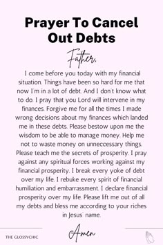 Prayer For Debt Relief, I Rebuke Cancel And Destroy, Strong Prayers, Prayer For Finances, Prayer Points, Personal Prayer