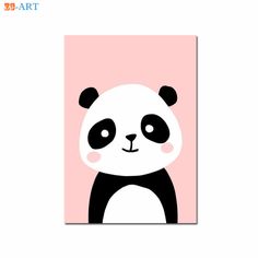 a panda bear on a pink background