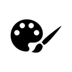 a black and white image of a paintbrush and a round object with holes in it