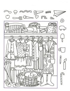 a coloring book with pictures of clothes and accessories