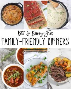 a collage of different family - friendly dinners