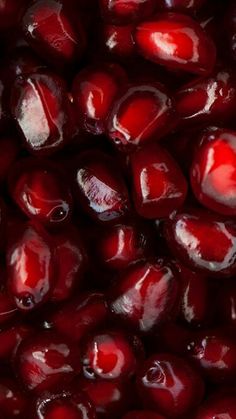 pomegranates are shown in close up view