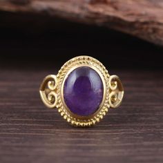 Amethyst Ring, Brass Ring, Gemstone Ring, Dainty Ring, Handmade Jewelry, Gift for her, Deco Ring, Gift Ring, Vintage Rings, Christmas Ring Stone:- amethyst Material:- Brass Size:- Any The ring can be customized on request and the gemstone can be made to any gemstone you want. Same Design Ring Are Upload With Any Gemstone. Please Visit Our Shop to View Complete Collection. If You Need Faster Shipping, Please Contact us ♥Please Make Sure to Include The Correct Address During Before Order. You Can Dainty Healing Rings, Gold Amethyst Oval Cabochon Ring, Amethyst Cabochon Ring For Wedding, Cabochon Amethyst Ring For Wedding, Elegant Birthstone Rings For Healing, Fine Jewelry Amethyst Cabochon, Amethyst Oval Cabochon Ring For Anniversary, Wedding Amethyst Cabochon Ring In Fine Jewelry Style, Wedding Cabochon Amethyst Ring In Fine Jewelry Style