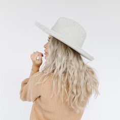 The Cara Loren Pencil Brim Hat - Heather Grey - GIGI PIP Beige Boater Hat With Flat Brim For Fall, Beige Flat Brim Boater Hat For Fall, Chic Beige Fedora With Flat Brim, Beige Chic Flat Brim Fedora, Chic Beige Flat Brim Fedora, Chic Beige Boater Hat With Flat Brim, Elegant Gray Wide Brim Felt Hat, Chic White Hat With Flat Crown, White Flat Brim Fedora For Fall