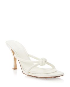 Bottega Veneta Women's High Heel Blink Mule Sandals Designer White Sandals With Sculpted Heel, Designer White Heels With Single Toe Strap, Luxury White Square Toe Sandals, Designer White Sandals With Heel Loop, Designer White Heels With Heel Loop, Designer White Sandals For Cocktail, White Sandals With Padded Heel For Cocktail, White Padded Heel Sandals For Cocktail, White Open Heel Sandals For Cocktail