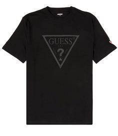 From Guess&#x2C; this T-shirt features:crew neckshort sleevestriangle-shaped graphic with "Guess" logo and icon logo detail on the frontsquare hempullover constructionorganic stretch jersey cotton/elastane/spandexMachine wash/tumble dryImported. Designer Logos, Guess Shirt, Guess Logo, Federal Government, Famous Models, Men Fits, Washed Jeans, Mens Activewear, Dillard's