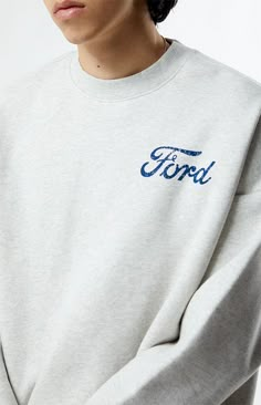 PacSun Exclusive!  Embrace classic comfort with The FORD Crew Neck Sweatshirt. With a crew neckline, long sleeves, and a standard fit, this sweatshirt undergoes a softener process for an extra touch of coziness. The vintage-inspired Ford logo on the left chest adds a timeless charm, making it a perfect blend of style and nostalgia in a fleece fabrication.


	Crew neckline
	Long sleeves
	Standard fit
	Left chest logo
	Softener wash process
	80% Cotton, 20% polyester
	Machine washable
	Model is wearing size medium
	Model Measurements: 6'3” Height, 32” Waist, 34” Inseam Nike Vintage Crewnecks, Gifts For Boyfriend Clothes, Crew Neck Designs, Men’s Sweatshirts, Vintage Sweatshirt Outfit, Teeth Tips, Car Sweatshirt, Bf Gift, Cute Crewneck Sweatshirt