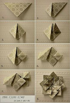 instructions for how to make an origami flower with the help of handmade paper