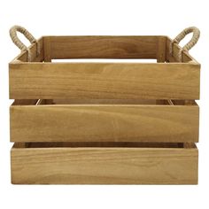 three wooden boxes with rope handles on each one and two different compartments in the middle