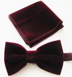 "Beautiful pre-tied and adjustable double tiered banded bow tie Velvet Will adjust from 13\" through 20\" neck. Bow dimensions 2.5\" x 4.5\". Bow tie Always made by hand and to your special order. Weddings and groups are welcome." Black Tux With Burgundy, Fitted Pre-tied Bow For Party, Pre-tied Decorative Bow For Gifts, Adjustable Detachable Bow Tie, Pre-tied Butterfly Knot Bow As Gift, Gift Fitted Bow Tie With Detachable Bow, Pre-tied Bow With Bow Tie Back For Gifts, Fitted Bow Tie With Butterfly Knot, Pre-tied Bow Tie With Butterfly Knot As Gift