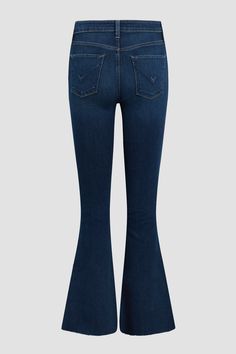 Description Our Holly High-Rise Flare Barefoot Jean in medium-dark blue Nation is cut from premium stretch denim. With a slightly shorter length, it features an elevated waistline, classic five-pocket details, grinding along the edges and a flared leg with raw hems. Product Details Front Rise: 11", Leg Opening: 22.5", Inseam: 30"Model Height 5'9"Model wearing size 25Measurements based on size 27 Fit & Care Content: 78% Cotton, 18% Modal, 3% Polyester, 1% ElastaneMachine wash cold with like color Denim Branding, Men Fits, Denim Flares, Hudson Jeans, Personal Marketing, Pocket Detail, Model Height, Sweater Jacket, Denim Women