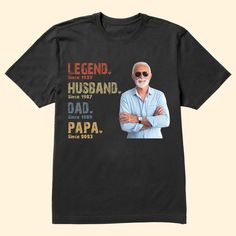 Finding the perfect gift for the most important man in your life just got easier with our personalized dad shirts. This specially designed shirt will remind him of the people and passions that mean the most. Give it to him for Fatherƒ??s Day, his birthday, Christmas or even just to show your love on a normal day. Heƒ??ll think of you every time he wears his new favorite shirt. Itƒ??s the ideal personalized gift to get your kids for their dad or grandparents for their son. With custom sizing, you Customizable T-shirt For Father's Day, Father's Day Black Relaxed Fit T-shirt, Custom Print T-shirt For Father's Day, Black Relaxed Fit T-shirt For Father's Day, Father's Day Customizable Graphic T-shirt, Father's Day Customizable Graphic Tee, Father's Day Customizable Crew Neck Shirt, Father's Day Black Shirt With Graphic Print, Customizable Crew Neck Shirt For Father's Day