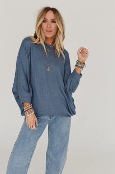 Fly With Me Batwing Sleeve Knit Sweater - Dusty Blue | Three Bird Nest Womens Boho Tops, Fly With Me, Three Bird Nest, Everyday Sweater, Boho Outfit, Bohemian Women, Bohemian Tops, Polyester Spandex Fabric, Layering Tanks