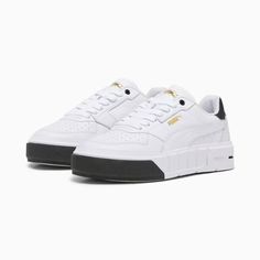 PUMA Cali Court Leather Women's Sneakers, PUMA White-PUMA Black, extralarge Puma Cali, Puma Shop, White Puma, Black Puma, Sneakers Puma, Leather Products, Women's Sneakers, Sport Fashion, Leather Working