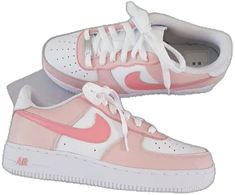 Custom Air Force 1 Pink, Air Force 1 Pink, Pink Nike Air, Custom Af1, Custom Air Force 1, First Crush, Pink Nike, Leather Paint, Pink Nikes