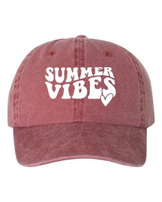 "Summer Vibes Heart Retro - Dad Hat Perfect For A Girl Trip! Also Available In Different Colors! HAT BRAND & MATERIAL: Mega Cap - Pigment Dyed Cotton Twill Cap - 7601A - 100% cotton pigment dyed twill - Unstructured, six-panel, low profile - Self-fabric sweatband and six sewn eyelets - Self-fabric strap with brass snap buckle and sewn grommet - Adult Sizing: 6 5/8\" - 7 3/8\" - Design is printed with premium vinyl Any questions, please message us before placing your order and we would be more th Lake Hat, Heart Retro, Retro Hat, Girl Trip, Retro Hats, Summer Cap, Shirt Prints, Hat Summer, Fabric Strap