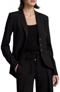 This tailored blazer is set apart by ornate golden buttons and airy vents for easy movement. 24" to 28 1/2" length Front button closure Vented cuffs Front welt pockets Back slit Partially lined 63% polyester, 34% rayon, 3% spandex Machine wash, dry flat Imported Fall Wardrobe Essentials, Set Apart, Tailored Blazer, Romantic Dress, Sports Blazer, Pant Shirt, Comfortable Dress, Toddler Girl Outfits, Fashion Essentials