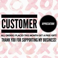 a pink and black background with the words customer appreciation written in large letters on it