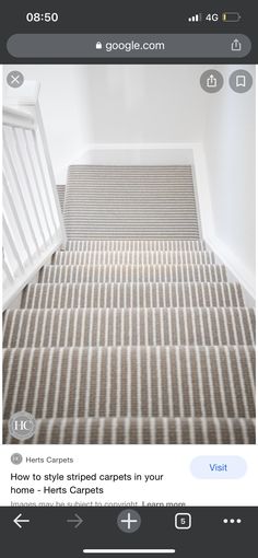 an instagram page with stairs and carpet