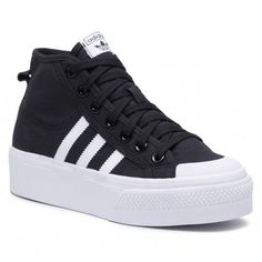 Find Adidas Nizza 2" Hi Platform Mid Canvas Sneakers Women Shoes Black Size 7.5 on eBay in the category Clothing, Shoes & Accessories>Women>Women's Shoes>Athletic Shoes. Nizza Platform Shoes, Adidas Canvas, Adidas Nizza Platform, Women Shoes Black, Adidas Nizza, Canvas Sneakers Womens, Mid Sneakers, Fancy Shoes, Hype Shoes