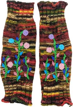 A colorful way to welcome the winter season is with these colorful leg warmers.  These handmade floral leg warmers are cozy and easy to wear. #tlb #bohogift #Fall #Floral #Handmade #WoolLegWarmer #UnisexLegWarmer Casual Winter Festival Leg Warmers, Casual Multicolor Knitted Leg Warmers, Purple Casual Leg Warmers For Fall, Casual Purple Leg Warmers For Fall, Casual Multicolor Fitted Leg Warmers, Multicolor Knitted Leg Warmers For Fall, Fitted Multicolor Leg Warmers, Fitted Multicolor Leg Warmers For Winter, Winter Festival Leg Warmers