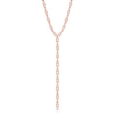 Design A gorgeous lariat decorated with marquis shapes. Wear it alone, or layer this piece with our choker chains to elongate this delicate look. Details & Dimensions - 3.00 carats- Adjustable 15" - 16" chain + 3 1/4" drop chain Elegant Lariat Necklace With Paperclip Chain, Rose Gold Lariat Chain Necklace With Adjustable Chain, Rose Gold Lariat Necklace With Delicate Chain, Rose Gold Adjustable Lariat Necklace, Dainty Rose Gold Lariat Necklace, Rose Gold Lariat Necklace With Adjustable Chain, Elegant Lariat Figaro Chain Jewelry, Elegant Figaro Lariat Chain Necklace, Elegant Figaro Chain Lariat Necklace