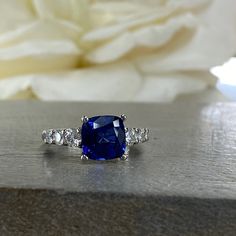 Sleek sellouts! 🤓. Order Blue Sapphire Ring Cushion Cut 14K White Gold For Women, Blue Sapphire Engagement Ring, Cushion Cut Solitaire Sapphire Engagement Ring 6378 at $860.00 #EngagementRing #BlueSapphire #14kWhiteGold #CushionShaped #CushionCut #ForWomen #SapphireRing #BlueSapphireRing #SolitaireRing #EngagementRings Trillion Wedding Ring, Solitaire Sapphire Engagement Ring, Sapphire Engagement Ring Cushion, Engagement Ring Cushion Cut, Engagement Ring Cushion, Cushion Cut Solitaire, Gold For Women, Blue Sapphire Engagement Ring, Ring Cushion