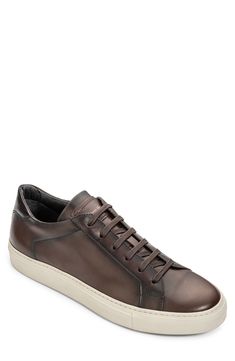 A burnished leather upper adds modern sophistication to a low-profile sneaker grounded by a cushioned insole and classic cupsole for street-savvy appeal. Removable, cushioned insole with arch support Leather upper and lining/rubber sole Made in Italy Italian Loafers, Penny Loafers Men, Luggage Sizes, Rollerball Perfume, Allen Edmonds, Loafers Style, Sneaker Men, Penny Loafer, Elastic Laces