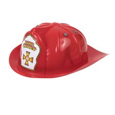 a red fireman's hat on a white background