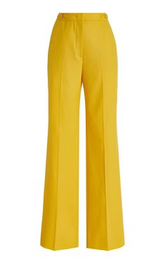 Suit Silhouette, Orange Pants, Defined Waist, Poncho Cardigan, Yellow Pants, Gabriela Hearst, Flared Trousers, Double Breasted Jacket, Runway Collection