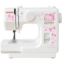 the sewing machine has hello kitty on it