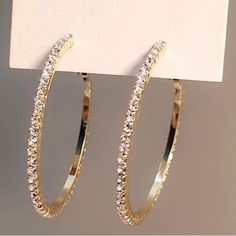 Bling Hoop Gold Earrings 18k Plated Womens Gold Earrings, Prom Accessories Jewelry Gold, Gold Hoop Earrings Big, Gold Homecoming Jewelry, Gold Hoops With Diamonds, Quince Earrings Gold, Formal Earrings Gold, Gold Sparkling Hoop Earrings, Gold Cubic Zirconia Hoop Earrings