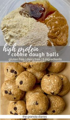 the ingredients for cookie dough balls are shown