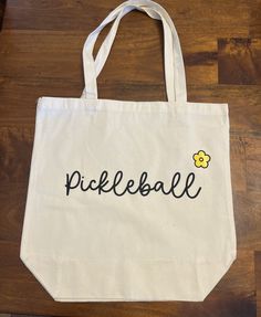 "Super cute Pickleball Tote Bag!  Roomy 16 x 16 1/2 Canvas tote bag with spacious 6\" gusset.  This will hold everything you need for the court!" White Tote Bags For Sports Events, White Tote Bag For Sports Events, Card Bag, Pickleball, The Court, Zipper Bags, Canvas Tote Bag, Canvas Tote, Super Cute