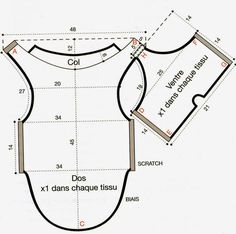 an image of a sewing pattern with measurements for the top and bottom half of it