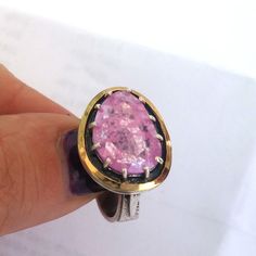 A beautiful sterling silver Ring from my collection. This ring is made of 925 sterling silver with Rose Ice Zircon inlaid in 9K Yellow gold frame. Large and glittery, it is sure to be noticed. Don't miss Labeled and stamped 925. This beauty will be sent to you with a gift box. (All stains, if are any, are due to camera). We would be more than happy to assist in any matter, please feel free to contact us. Material: Sterling Silver 925 9K Yellow Gold Thank you for looking. Please see my other item Handmade Pink Ruby Ring In Sterling Silver, Pink Ruby Ring In Sterling Silver, Pink Oval Ruby Ring In Sterling Silver, Handmade Pink Amethyst Ring For Gift, Handmade Pink Amethyst Ring As Gift, Handmade Pink Amethyst Ring Gift, Fine Jewelry Pink Ring Stamped 925, Pink Amethyst Ring In Sterling Silver As Gift, Pink Amethyst Ring In Sterling Silver For Formal Occasions