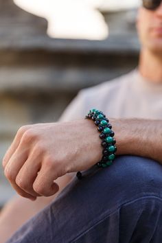 Genuine Malachite Triple Bracelet. The handmade bracelet is made of 8 mm genuine Malachite beads (green), and 8 mm natural faceted Agate beads (black). All finished with a black waxed cord, at the ends I used 8 mm Agate beads as stoppers. - The bracelet is adjustable and could be made in any size (men's or women's). - The bracelet is made of high-quality gemstone beads. - For other triple bracelets click https://www.etsy.com/shop/Valinde?ref=seller-platform-mcnav§ion_id=23307721 - Shipping Worldwide from Munich, Germany. - if you want to see my other items click https://www.etsy.com/your/shops/Valinde/tools/listings - Follow us on Instagram (@valinde_jewelry) Thank you =) Adjustable Hand-strung Malachite Bracelets, Adjustable Malachite Bead Bracelets, Adjustable Malachite Bracelets With 8mm Beads, Malachite Beaded Bracelets, Bracelet Black, Green Agate, Black Agate, Handmade Bracelet, Agate Beads