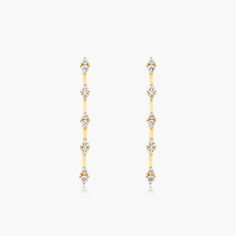 14K Yellow Gold Luminance Lab Created Diamond Drop Earrings. Curate your collection of classic accessories with these eye-catching drop earrings. Fashioned in 14K yellow gold,each drop features an elongated bar lined with lab created diamonds. Lab-created diamonds and a brilliant buffed luster, these earrings secure with push backs. Classic Accessories, Diamond Drop Earrings, Diamond Drops, Lab Created Diamonds, Lab Grown, Lab Grown Diamonds, Diamond Earrings, Lab, Jewelry Earrings