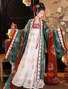 ad eBay - Style: Chinese Hanfu. Features: Embroidered. Pattern: Floral. Choose the larger size if your size is between two sizes. Color: Green, Red. Different computers may display colors differently, the color of the actual item may vary slightly from the images. Traditional South Korean Clothing, Traditional Dresses Japanese, Chinese Dynasty Fashion, Chinese Outfits Traditional, Dark Avatar, Traditional Chinese Clothing Hanfu, Hanfu Red, Chinese Dresses Pattern, Hanfu Tang Dynasty