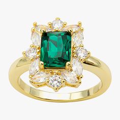 Ring Style: Halo RingsFeatures: In A Gift Box, Nickel FreeShape: RectangleStone Cut: EmeraldStone Millimeter Measurement: 8 Mm Width, 6 Mm LengthMetal Color: Gold ToneMetal: 14k Gold Over BrassBand Width: 2.5mmCare: Wipe CleanStone Type: 12 Cubic Zirconia, 1 CrystalCountry of Origin: Imported 7 Rings, Ring Style, Cocktail Ring, Cocktail Rings, Type 1, Jewellery And Watches, Fashion Rings, Halo, Cubic Zirconia