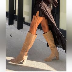 New $200 Dolce Vita X Anthropologie Fynn Boot In Truffle Suede Sizes: 6.5, 7.5 Currently Retailing On Site For $200. Inventory: B.70 Fall Casual Boots, Women’s Knee High Boot Outfit, Call Fashion 2024, Brown Suede Outfit, Brown Suede Boots Outfit Knee Highs, New York Shoes, Knee High Boots For Petite Women, Tall Heeled Boots Outfit, Beige Boot Outfit