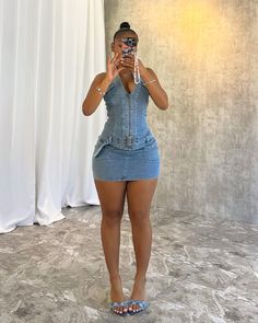 #denim #dress #denimdress #belteddress #dresses #ootd #casual #halter #datenight Summer Denim Mini Dress For Club, Denim Mini Dress For Club, Club Denim Mini Dress, Sleeveless Denim Mini Dress For Club, Sleeveless Denim Dress For Club, Denim Belt, Halter Mini Dress, Washed Denim, Adjustable Belt