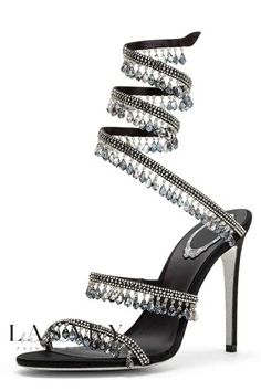 Lasaky - Elegant Serpent-Inspired High Heel Sandal Featuring Exquisite Gemstone Embellishments and Alluring Aesthetics Dressing Style, Heel Sandal, Strap Heels, High Heel Sandals, Summer Shoes, Strap Sandals, High Heel, Ankle Strap, Embellishments